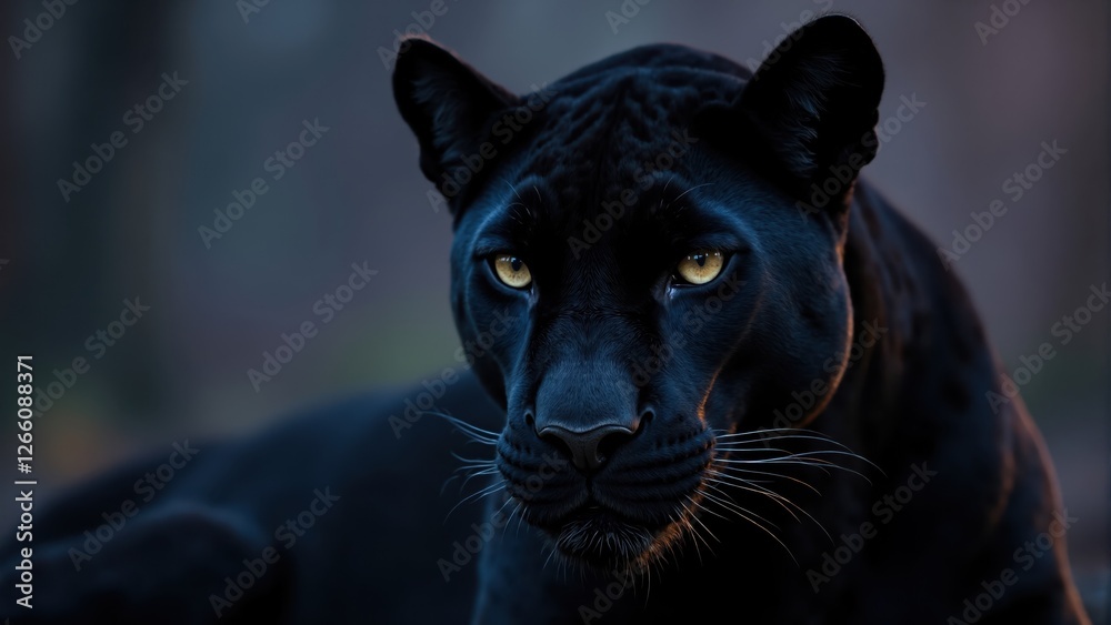 Black Panther Portrait: Close-up of Head and Upper Body Black Panther Portrait: Close-up of Head and Upper Body