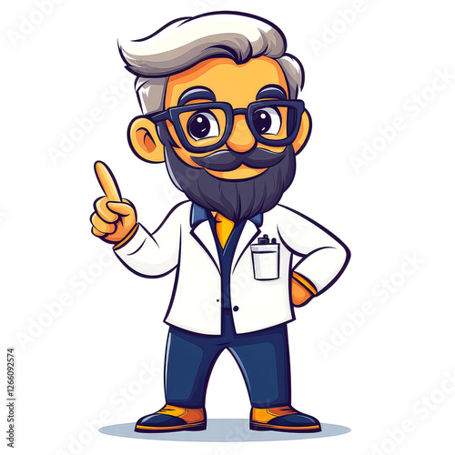 Knowledgeable Professor Character Design: A Smart and Friendly Cartoon Illustration photo