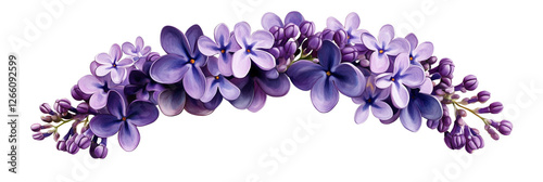 A large purple lilac flower crown isolated on transparent background