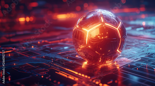 Futuristic Sci-Fi Scene with Circuit-Textured Orb