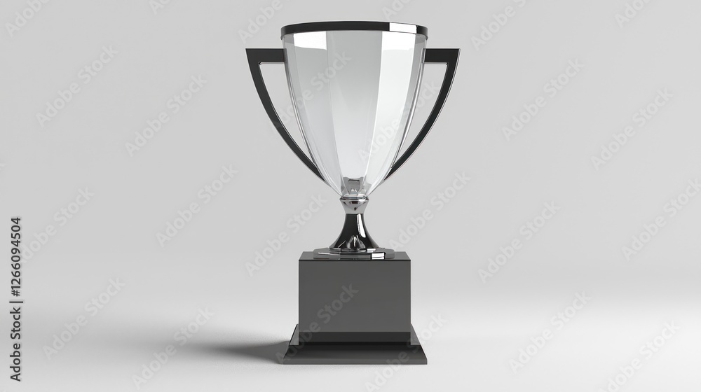 Empty Clear Glass Trophy on Black Base, Studio Shot Empty Clear Glass Trophy on Black Base, Studio Shot