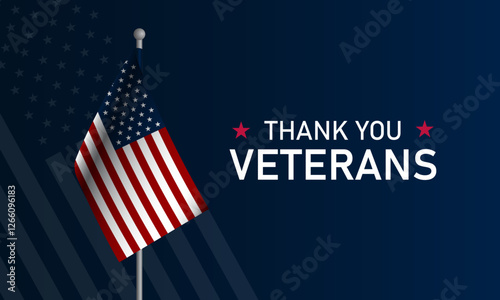 Thank you veterans, November 11, honoring all who served, American flags background vector illustration