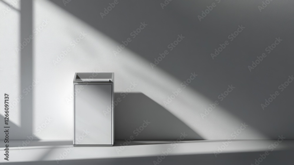 Sleek and minimalist kiosk counter with a single drawer, designed for temporary exhibitions Sleek and minimalist kiosk counter with a single drawer, designed for temporary exhibitions