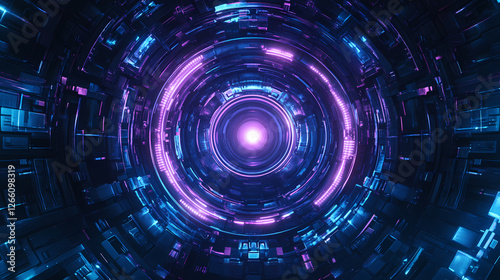Abstract Sci-Fi Design with Glowing Core