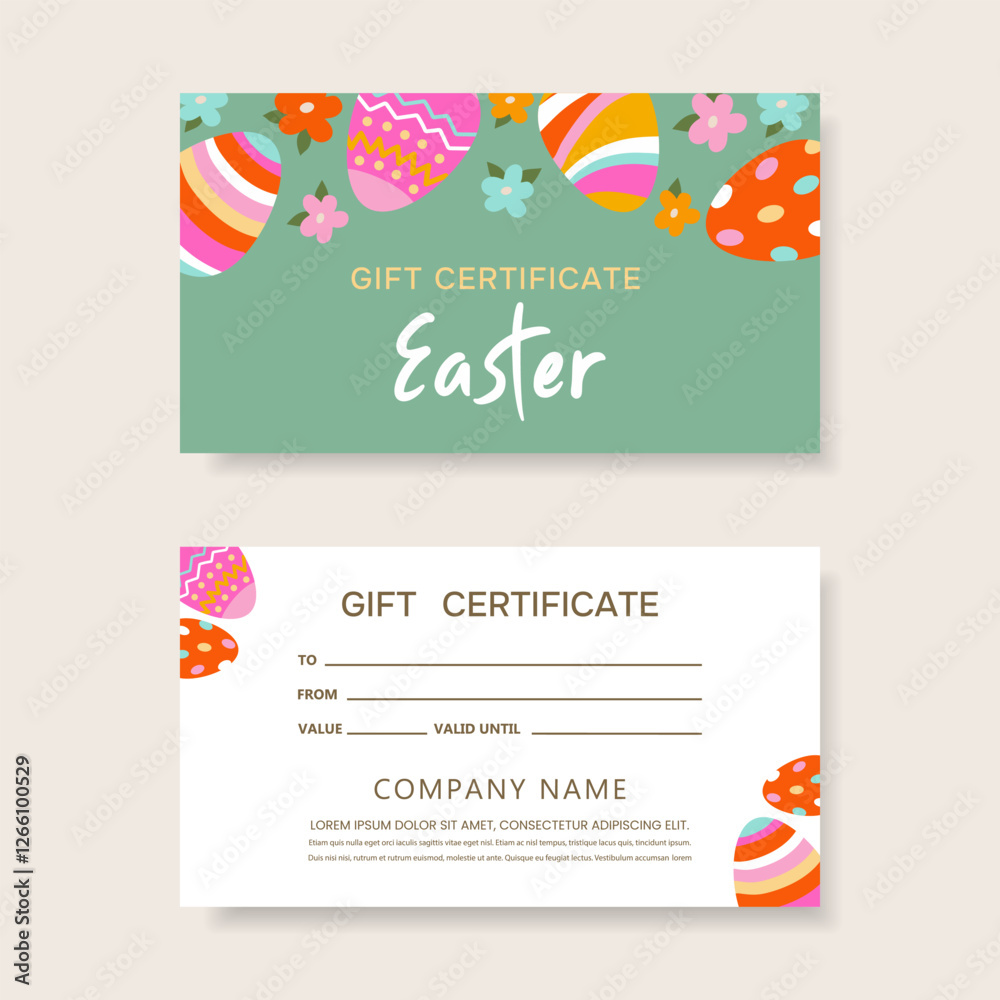 Naklejka premium Gift certificate for Easter. Easter certificate template.