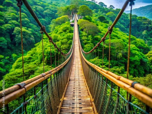 Stunning Macro View of Yalong Bay Suspension Bridge & Tropical Forest, Hainan, China photo