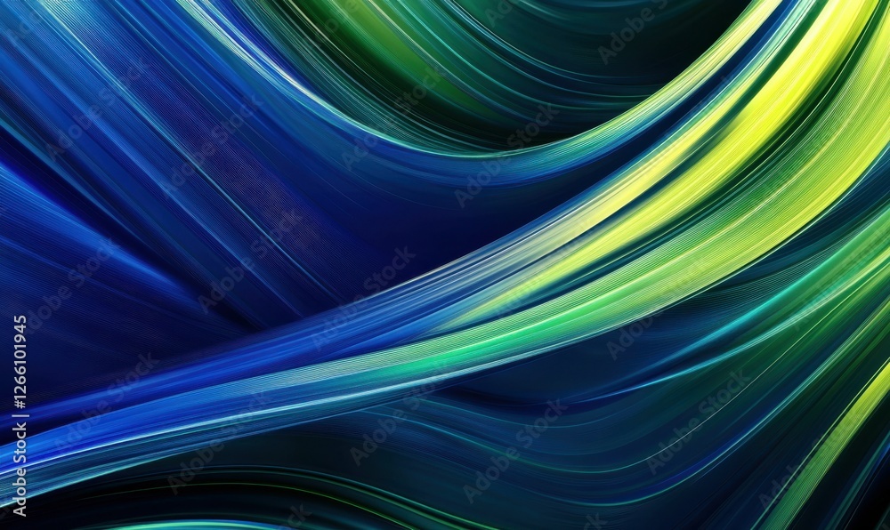 Abstract glowing data lines forming a dynamic wave pattern, vibrant blue and green tones blending smoothly, futuristic high-tech design, clean and sharp Abstract glowing data lines forming a dynamic wave pattern, vibrant blue and green tones blending smoothly, futuristic high-tech design, clean and sharp