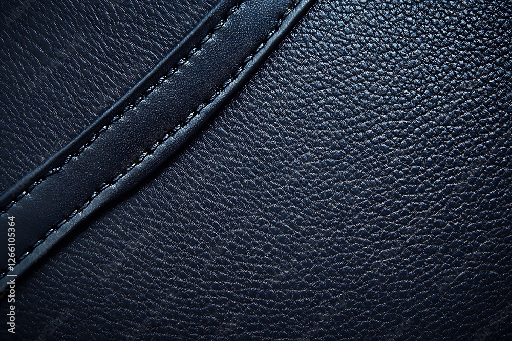 Dark blue leather texture with a seam for background Dark blue leather texture with a seam for background
