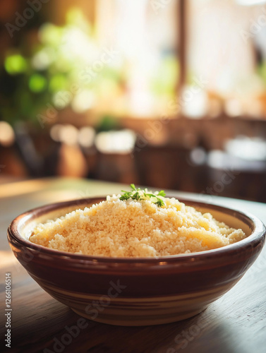 Couscous Served on a Ceramic Bowl photo