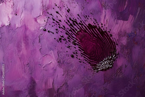 Fingerprint impression artfully smudged on purple textured painted background photo