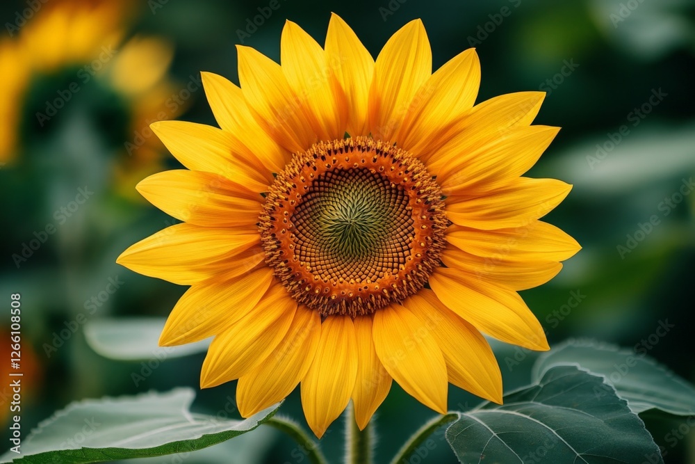 Obraz premium Vibrant sunflower blooms against a blurred green background in late summer