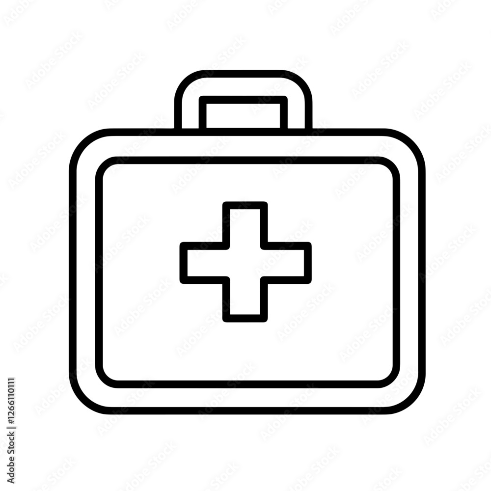 First aid kit outline against white background First aid kit outline against white background