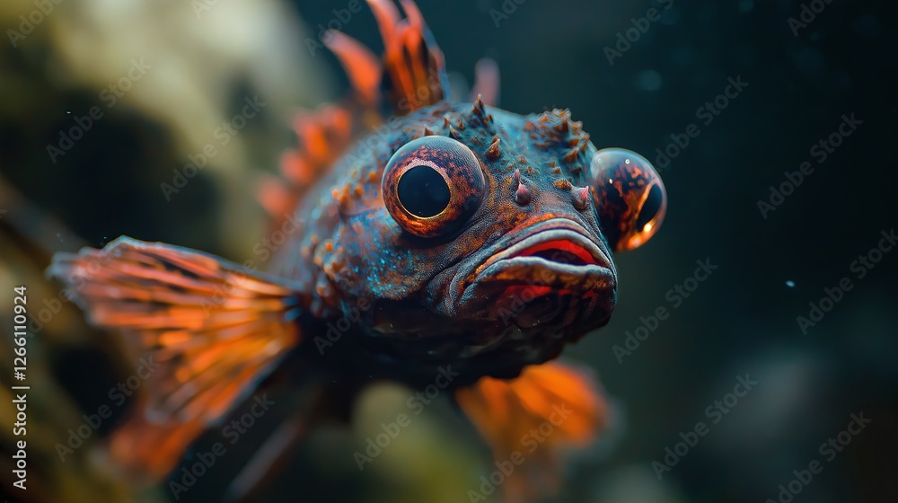 Fototapeta premium Strange Deep Sea Fish with Large Eyes Underwater