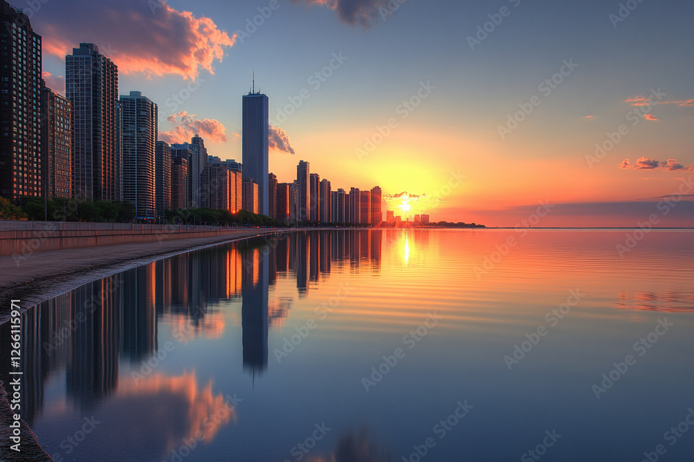 Obraz premium sunset over the river
