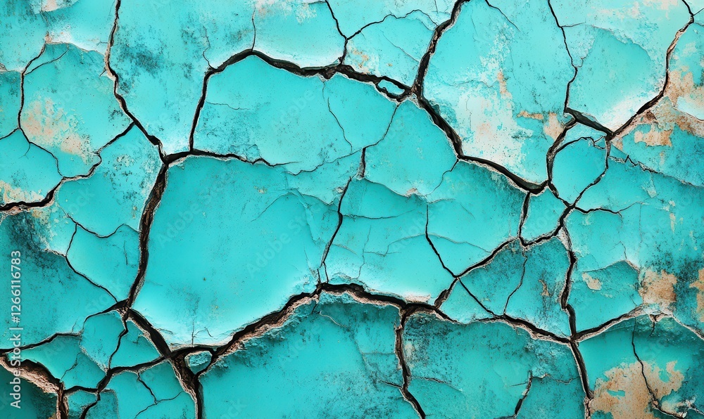 Rustic cracked turquoise paint on a wooden surface, creating a striking contrast of color and texture, styled for a vintage and weathered aesthetic Rustic cracked turquoise paint on a wooden surface, creating a striking contrast of color and texture, styled for a vintage and weathered aesthetic
