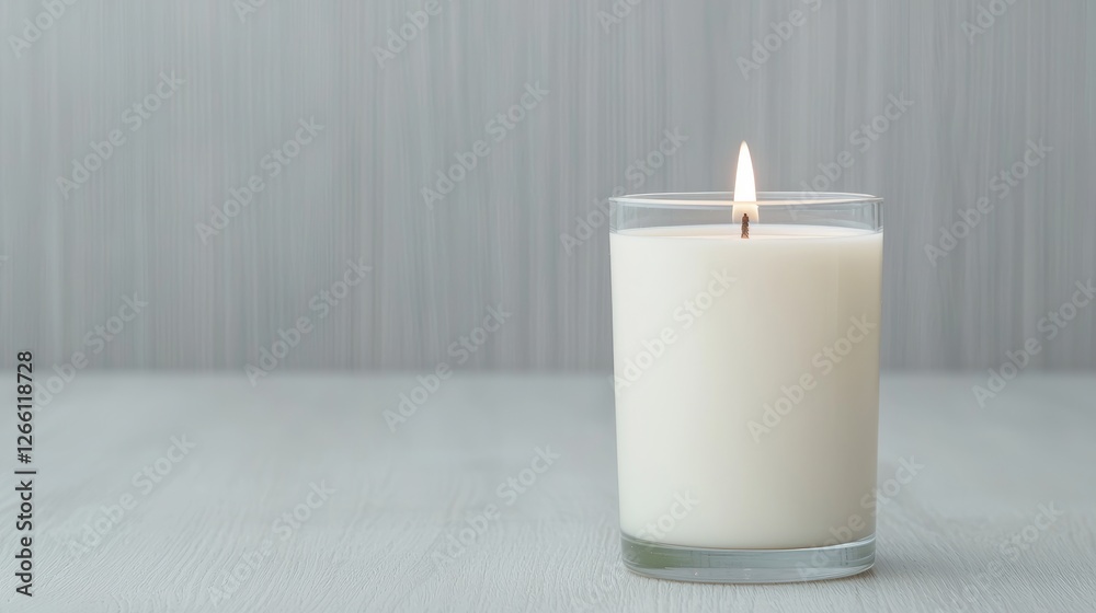 custom made wallpaper toronto digitalSingle candle in glass jar on light wood surface
