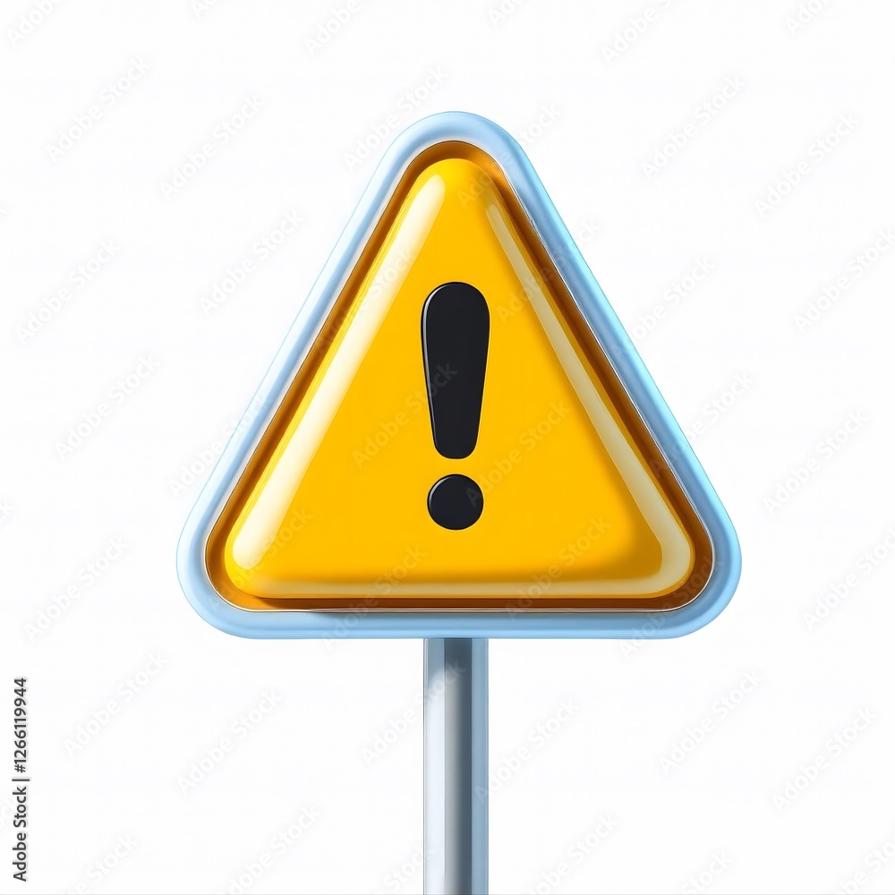 Playful 3D Rendered Warning Sign with a Cute and Fun Design Suitable for Graphic Projects and Presentations Playful 3D Rendered Warning Sign with a Cute and Fun Design Suitable for Graphic Projects and Presentations
