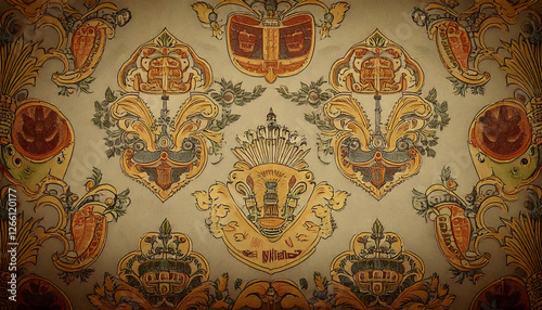 old vintage antique heraldic pattern texture