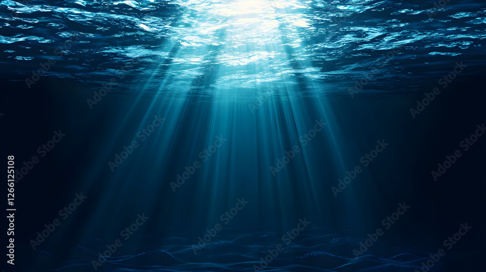 Underwater view of the ocean floor with sunlight filtering through, creating an abstract background for design use Underwater view of the ocean floor with sunlight filtering through, creating an abstract background for design use