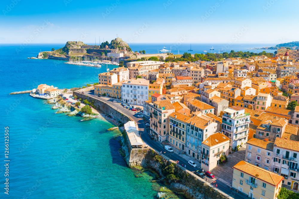 Obraz premium Panoramic view of Kerkyra, capital of Corfu island, Greece