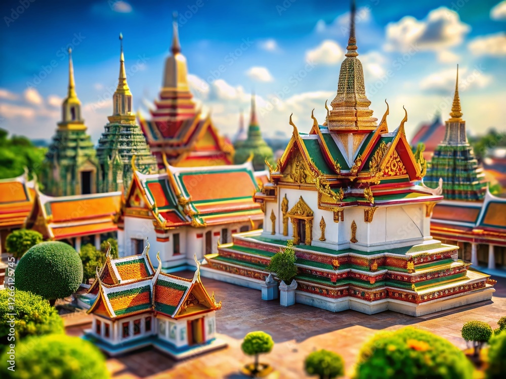Fototapeta premium Tilt-Shift Miniature Wat Pho Temple Bangkok Thailand - Reclining Buddha