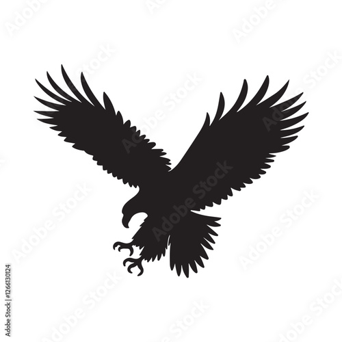 Majestic Silhouette of an Eagle in Flight - High-Quality Vector Image