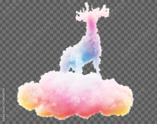 Vector image of clouds in the form of a deer. Soft lines and gradient shades create an atmosphere of coziness and magic, ideal for fantasy and fairy-tale projects.