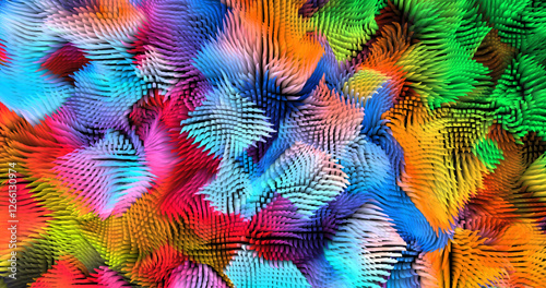 Colorful abstract texture created with Gradient flow and 3D structure imitate the movement of liquid or wind. Vibrant colors, volumetric waves and digital noise create a sense of depth and dynamics. I