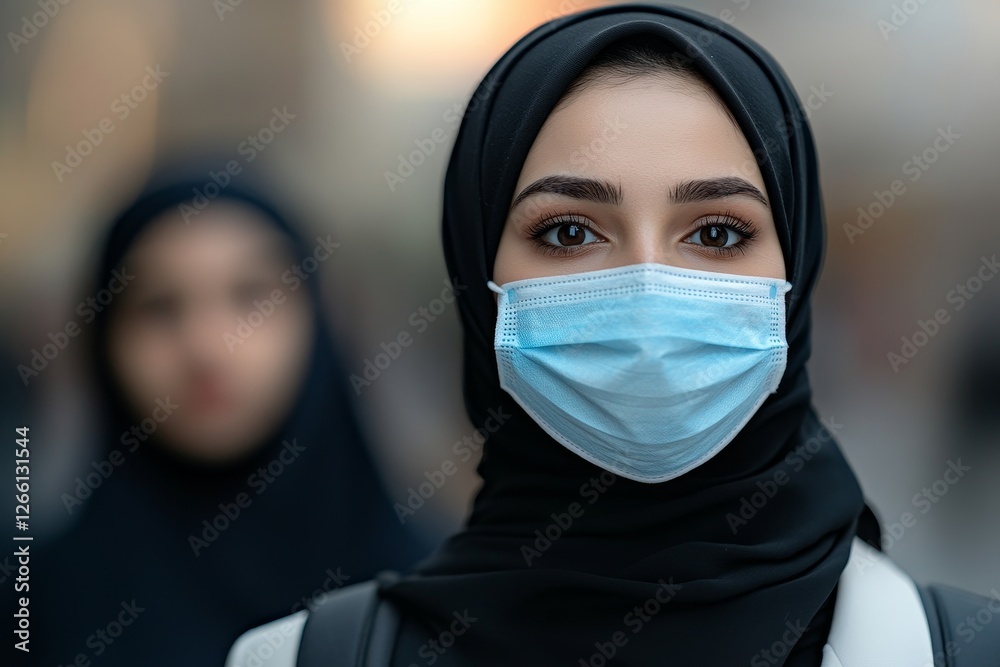 A woman covers her nose and mouth with a mask as she moves through a city choked with toxic, polluted smog, underscoring the global warming challenge, lax emission standards, and severe air and A woman covers her nose and mouth with a mask as she moves through a city choked with toxic, polluted smog, underscoring the global warming challenge, lax emission standards, and severe air and