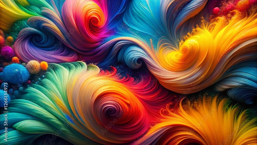 Vibrant Abstract Background with High Depth of Field: Colorful Swirls and Textures Vibrant Abstract Background with High Depth of Field: Colorful Swirls and Textures