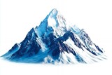 Majestic snow-capped mountain peak against white background, ideal for travel brochures