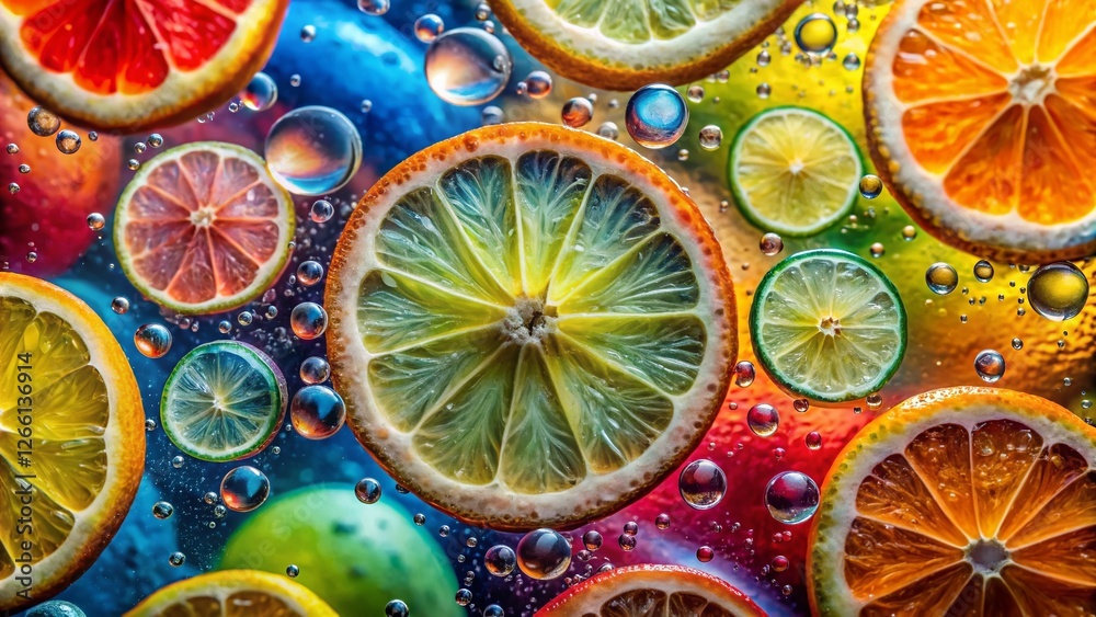 Vibrant Citrus Oil Droplets Abstract Background Stock Photo Vibrant Citrus Oil Droplets Abstract Background Stock Photo
