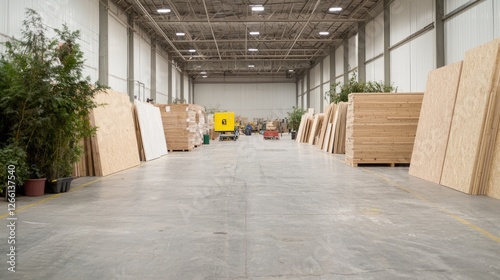 Interior Warehouse Storage of Wood Panels photo