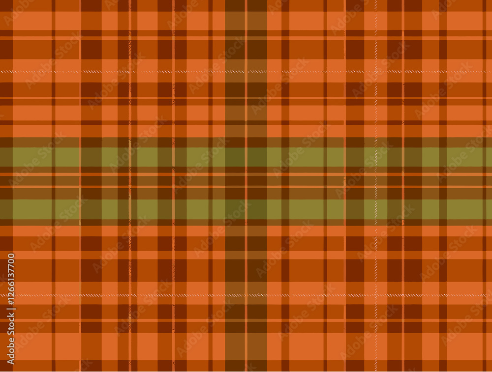 Intricate tartan orange and green plaid pattern showcasing vibrant textile design for autumn-inspired decor or fashion Intricate tartan orange and green plaid pattern showcasing vibrant textile design for autumn-inspired decor or fashion