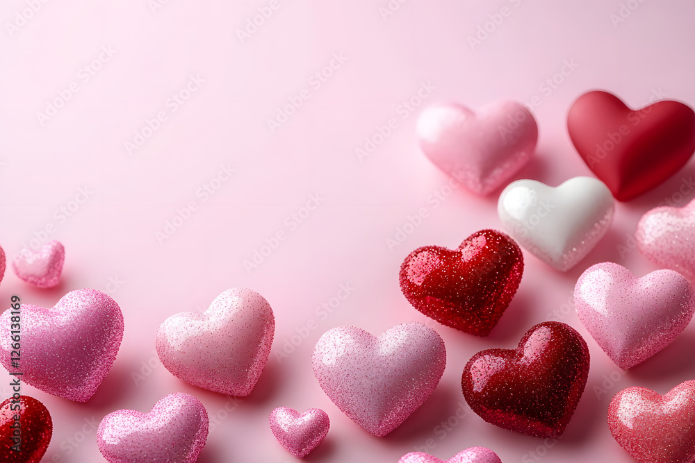 Obraz premium Assorted hearts on pink background for romantic expression