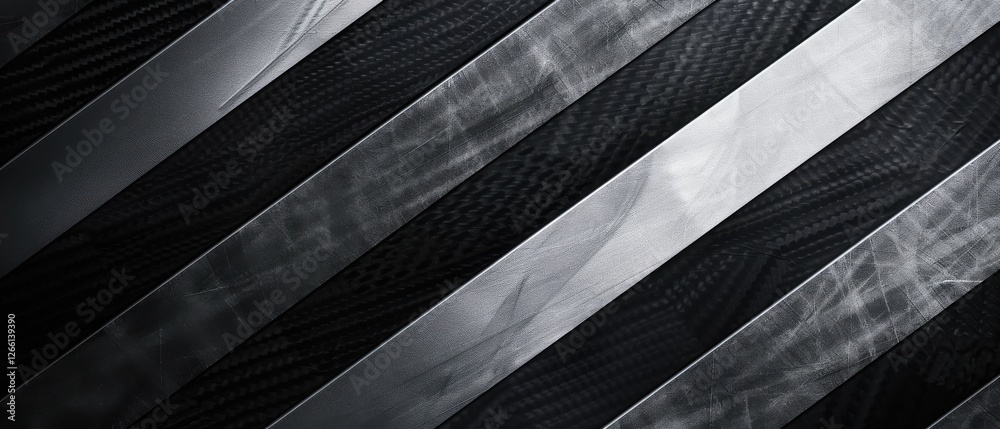 Obraz premium High contrast, carbon fiber racing stripes, geometric with sleek dark gray and black automotive texture watermark design.