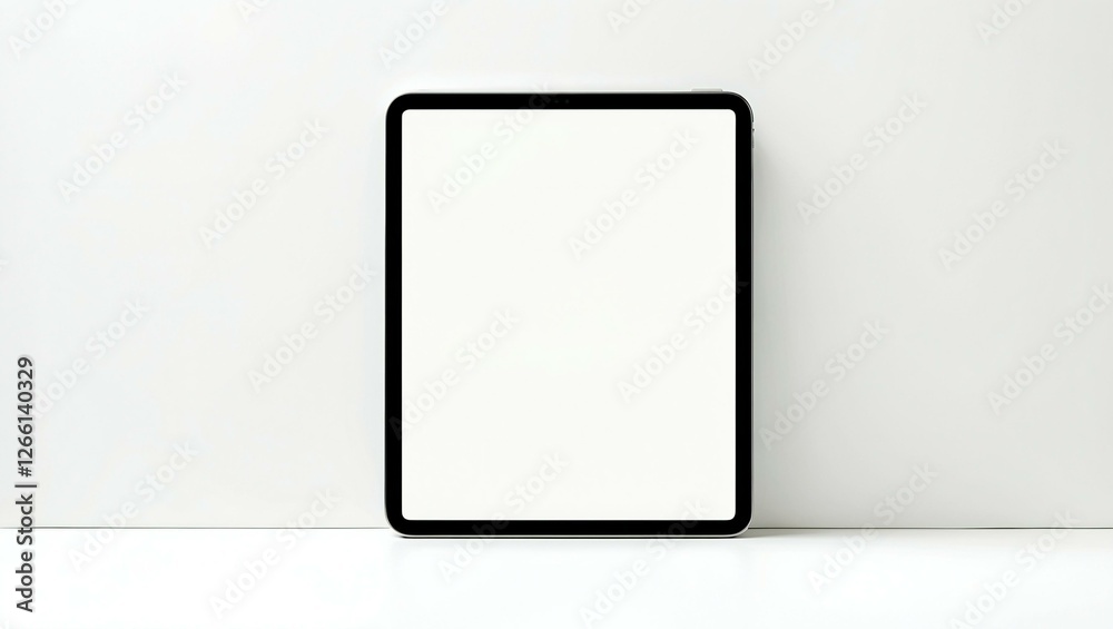 Empty screen tablet computer mock-up view on white background Empty screen tablet computer mock-up view on white background
