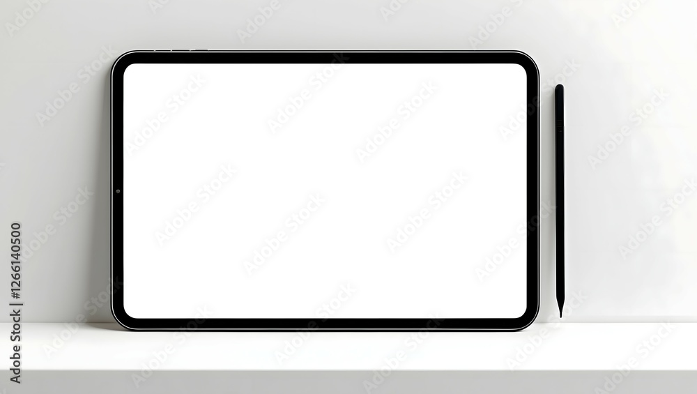 Empty screen tablet computer mock-up view on white background Empty screen tablet computer mock-up view on white background