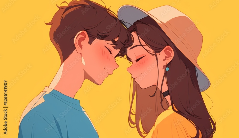 a Loving Couple with a Vibrant Color Palette a Loving Couple with a Vibrant Color Palette