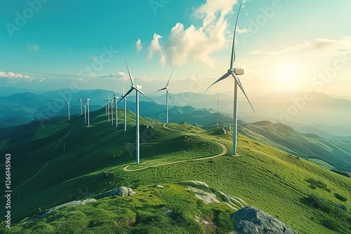 reneweable engery concept with wind turbins