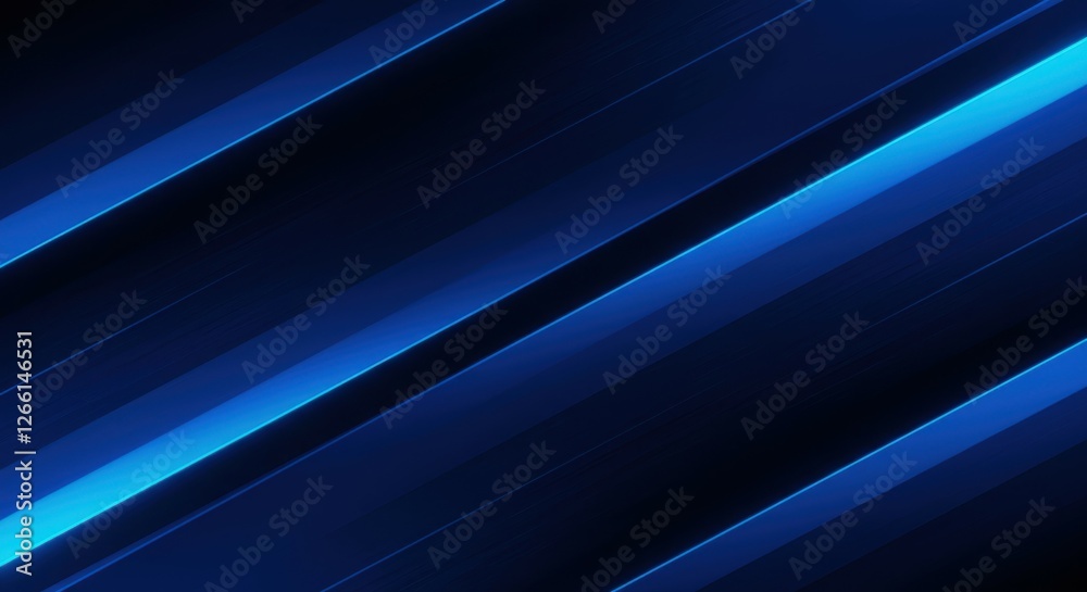 Fototapeta premium Vibrant blue light streaks, diagonal lines, glowing energy beams, abstract background, futuristic, high-tech, motion blur, dynamic composition, electric blue, deep navy backdrop, sleek, minimal, sci-f