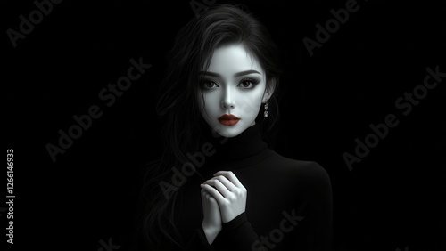 portrait of a beautiful woman on a black background