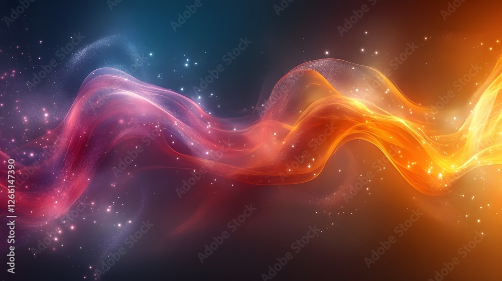 Fototapeta premium Ethereal Radiance, A Cosmic Dance of Light and Color Through Space