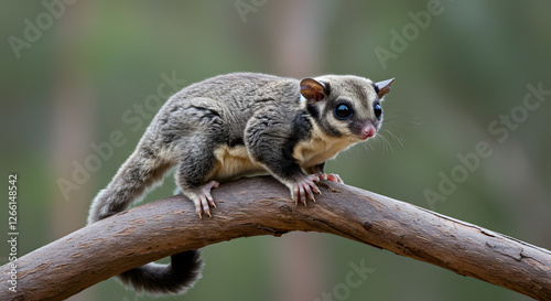 Adorable Sugar Glider Perched on a Branch in its Natural Habitat A Close-Up View of this Unique Marsupial