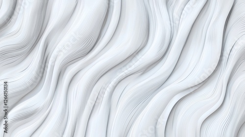 An artistic representation of gentle waves flowing in a white and gray background, showcasing elegant curves and lines in a harmonious pattern.