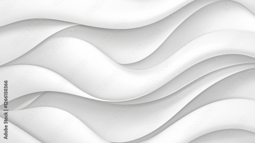 Obraz premium A smooth, abstract background showcasing flowing white waves, creating an elegant and calming effect. Perfect for modern designs.