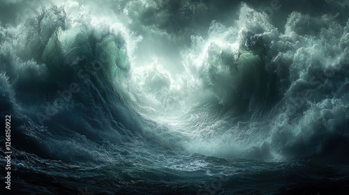 Immense Ocean Waves Crashing Under Dark Skies