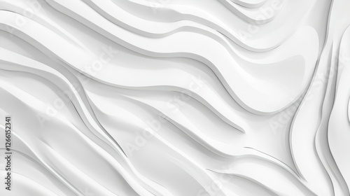 A creative abstract illustration displaying flowing white waves against a smooth surface, featuring a minimalistic design with soft contours.