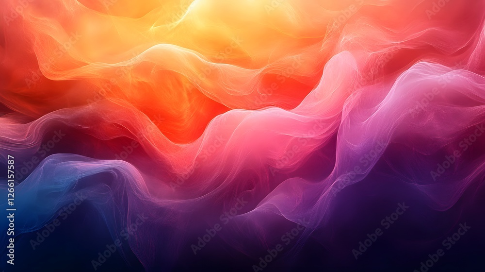 Obraz premium Colorful abstract smoke waves in dreamy gradient shades and ethereal light