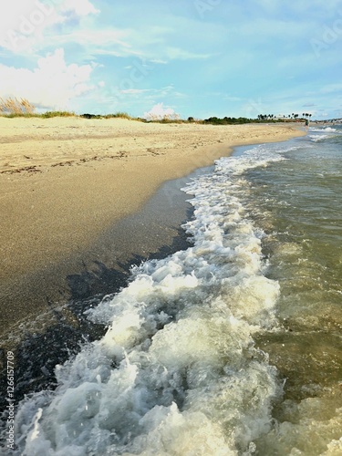 Beach 0021 Sand Ocean Sea Water Blue Sky Clouds Beautiful